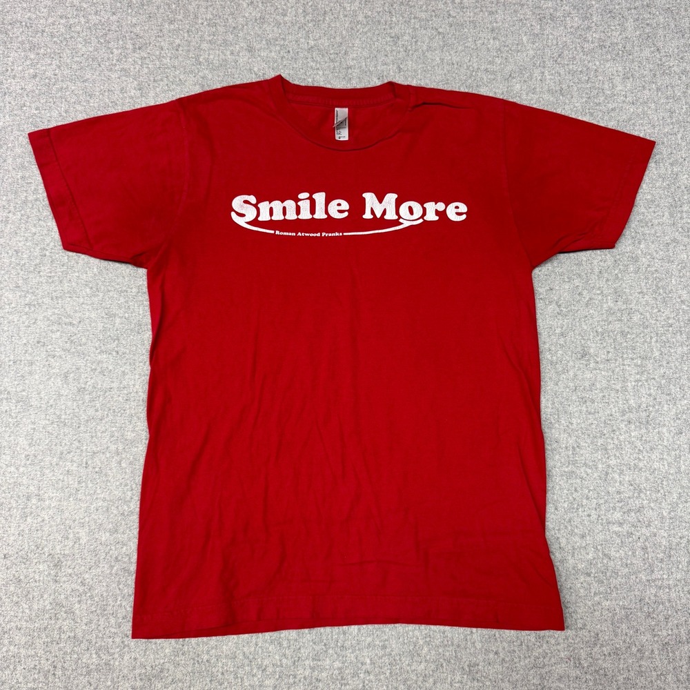 American Apparel Smile More Roman Atwood Pranks T-Shirt M Red Short Sleeve Tee